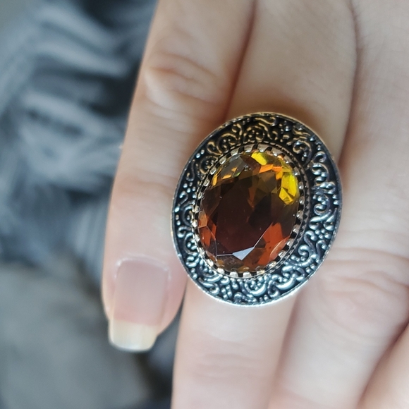 New Bi-Color Tourmaline 925 Silver Statement Ring. - Picture 14 of 15